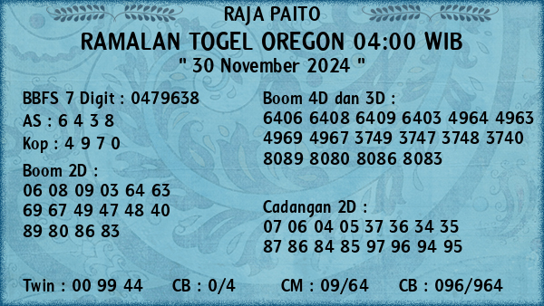 Prediksi Oregon 04:00 WIB