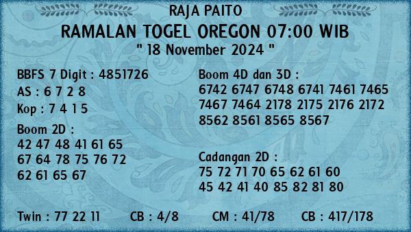 Prediksi Oregon 07:00 WIB