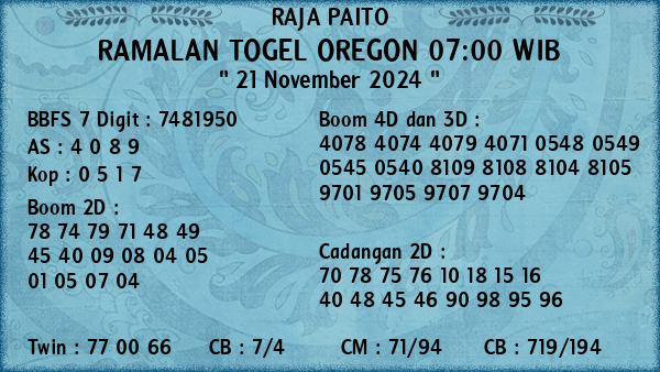 Prediksi Oregon 07:00 WIB