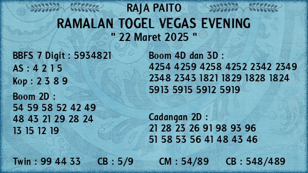 Prediksi Vegas Evening