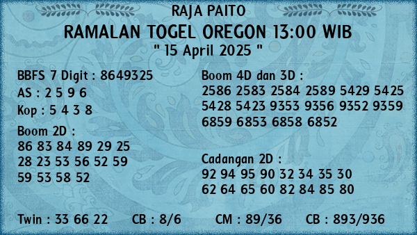 Prediksi Oregon 13:00 WIB