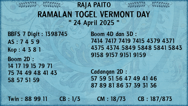 Prediksi Vermont Day