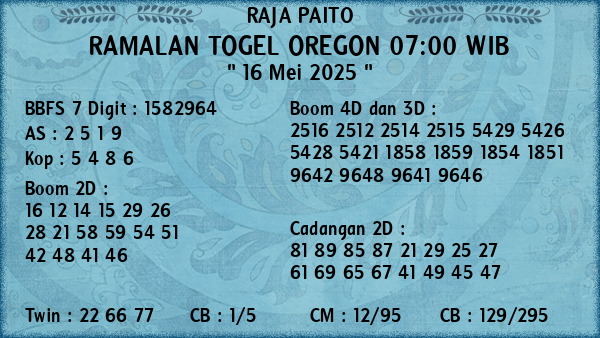 Prediksi Oregon 07:00 WIB
