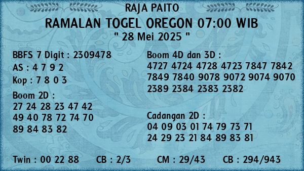 Prediksi Oregon 07:00 WIB