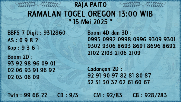 Prediksi Oregon 13:00 WIB
