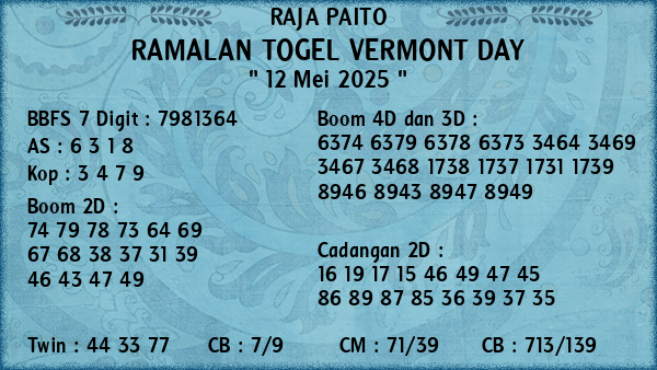Prediksi Vermont Day